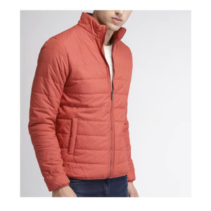 Chaqueta Acolchada Ligera para Hombre, Color Rojo Coral, Cuello Alto, Cierre de Cremallera, Abrigo de Invierno, Fabricación OEM, Prenda Exterior Informal de Primera Calidad - Product Image 5