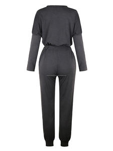 Ensembles de survêtements en velours unisexe respirant décontracté couleur unie pull T-Shirt pantalons de survêtement costumes de jogging logo personnalisable femmes - Product Image 2