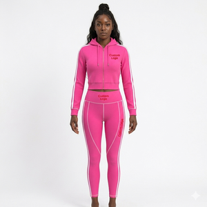 New Arrival Yoga <b>Workout</b> Women Clothing Sets Long Sleeve Quarter Zipper <b>Jacket</b> Seamless Legging Women's Two Piece Yoga Set - Product Image 1