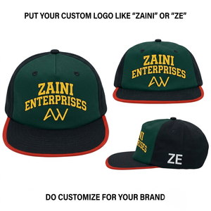 Premium 320 GSM Waterproof Cotton Twill 5-Panel Tucker <b>Hat</b> <b>Navy</b> Orange Flat Brim Custom Embroidery Logo Cap Outdoor Beach - Product Image 3