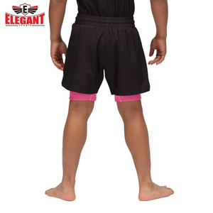 Pantalones Cortos Deportivos Elegantes para Niños, para Artes Marciales Mixtas, Color Negro y Rosa, Capa Interior de Secado Rápido, Corte Regular, Ropa para Artes Marciales Infantiles - Product Image 4