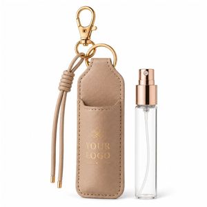 Llavero Personalizado de Cuero PU con Soporte para Botella de Spray de 30 ml con Logotipo - Product Image 1