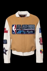 Veste universitaire All-Star 2026 en laine et cuir, camel et blanc - Product Image 1