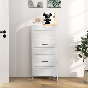 Mobiletto Portascarpe Sottile a 3 Cassetti con Ante a Persiana, Organizer Salvaspazio per Ingresso/Casa, Bianco, Contiene 6 Paia - Product Image 6