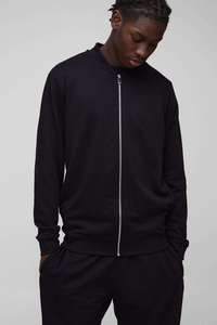 <b>Mens</b> <b>Black</b> Printed/Solid Streetwear Full-Zip Bomber <b>Jacket</b> Matching Heavyweight Wide-Leg Pants Tracksuit OEM ODM Wholesale - Product Image 2