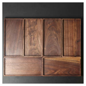 Bandeja de servir rectangular minimalista de madera con asas de metal para uso en cocina, hogar, hotel, restaurante, decoración de mesa - Product Image 4