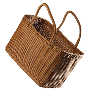 Cesta de Mano de la Serie Idyllic en Oferta, Cesta de Picnic Tejida a Mano de Ratán Plástico, Duradera, Lavable, Cesta de Mano para Exteriores para Flores - Product Image 1