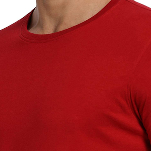 T-shirts en coton personnalisés de haute qualité pour hommes, nouveau design ODM/OEM, couleur rouge, col rond, style décontracté, tissu tricoté, séchage rapide - Product Image 5