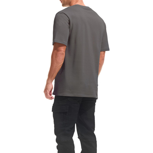 Camiseta de punto de manga corta con cuello redondo para hombre, color gris oscuro, color sólido, ropa informal - Product Image 5