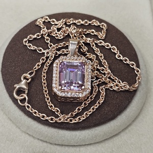 เครื่องประดับอัญมณีเพชรโมอิสเคลือบสีชมพูสีโรสโกลด์จี้เงิน925 - Product Image 3