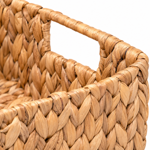 Panier de rangement rectangulaire personnalisable en jacinthe d'eau, écologique et rustique, avec 3 poignées découpées pour l'organisation des étagères - Vente en gros - Product Image 2