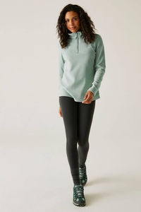 Sudadera de golf para mujer de forro polar verde claro con media cremallera, manga larga, cuello alto, informal, para otoño - Product Image 2