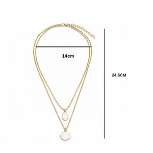 Collar de Moda con Colgante de Doble Capa para Mujeres y Niñas - Joyería de Cadena de Doble Capa Antideslustre (WN008W) - Product Image 3