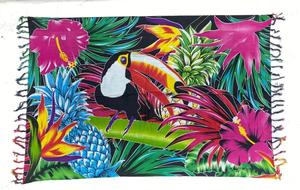 Tropical Toucan Floral Print Polyester <b>Sarong</b> Unisex Summer Beach Pareo Asia Pacific Islands Casual Cover Up - Product Image 2