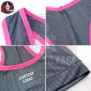 ชุดยูนิฟอร์มมวยปล้ำสีเทาและชมพูแบบ OEM ODM ผ้าสแปนเด็กซ์โพลีเอสเตอร์พิมพ์ลายสำหรับศิลปะการต่อสู้ พร้อมเสื้อผ้าฝึกซ้อมคอกลม - Product Image 6