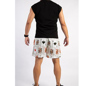 Shorts camouflage personnalisés pour hommes, style streetwear estival, respirants, motif cartes à jouer, taille mi-haute, en toile avec cordon de serrage - Product Image 5