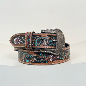 Cinturón de cuero de vaca con diseño Floral de personalización de lujo para hombres y mujeres, cinturones de cuero genuino con hebilla ajustable - Product Image 4