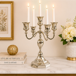 Luxury <b>Silver</b> 5-Arm Metal Candelabra Bulk Wholesale Tabletop <b>Candlestick</b> Holder for Wedding Event Table Centerpieces Decor - Product Image 6