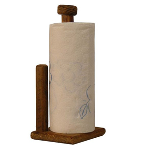 Wholesale Acacia Wood Vertical Tissue Holder With Weighted Base And Metal Elegant Handed Tear Paper Towel Stand Home Decor - Product Image 4