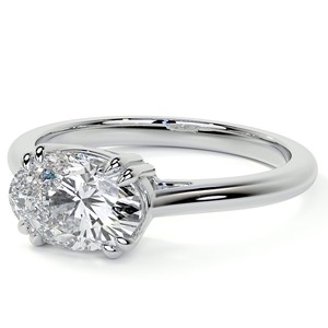 East To West Oval Cut VVS1 Moissanite <b>Ring</b> Double Claw Prong Engagement <b>Ring</b> 10K Solid White Gold Wedding <b>Statement</b> <b>Ring</b> For Her - Product Image 2