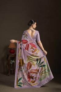 Sari prêt-à-porter et blouse cousue, sari indien en soie crêpe, imprimé floral, sari imprimé numériquement, design magnifique - Product Image 2