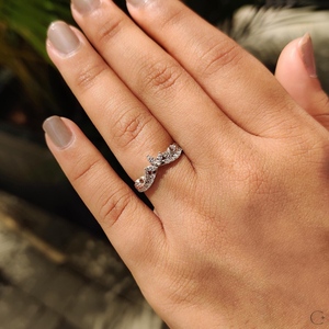 Unique Dainty Lab Diamond Wedding <b>Ring</b> 14k White Gold Customise Flower Diamond <b>Ring</b> for Daily Wear for Women Fashion Band <b>Stack</b> - Product Image 5