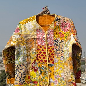 Chaqueta Acolchada de Algodón Personalizada para Mujer, Chaqueta de Retazos con Estampado Floral, Cárdigan Acolchado de Manga Larga, Prenda Exterior Ecológica - Product Image 5