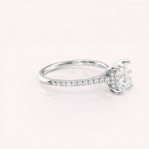 IGI Certified Princess Cut Lab Grown Diamond Engagement <b>Ring</b> Solid 925 Sterling <b>Silver</b> Pave Diamond Bridal <b>Ring</b> - Product Image 4