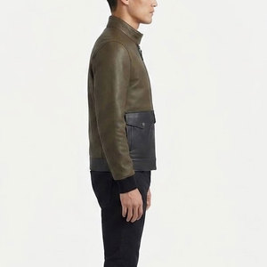 Premium Casual <b>Leather</b> <b>Jacket</b> For <b>Men</b> <b>Genuine</b> <b>Leather</b> Stand Collar Zipper Pockets Smooth Texture Adjustable Cuffs - Product Image 6