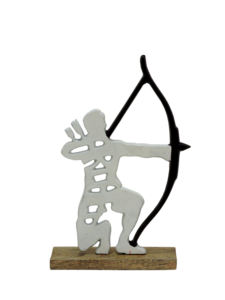 Estatua de Arquero de Aluminio Hecha a Mano, Figura Abstracta de Metal con Arco y Flecha, Base de Madera de Mango, Decoración para el Hogar - Product Image 3