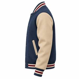 Chaqueta Varsity para Hombre, Color Azul Marino y Beige, Algodón y Poliéster, Estilo Preppy, Cierre de Botones, Color Sólido, Corte Regular, para Otoño - Product Image 5