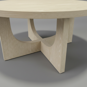 Table basse ronde moderne en bois d'hévéa durable et placage de chêne MDF KD avec design décoratif, garantie 1 an - Product Image 4