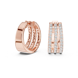 Boucles d'oreilles en or jaune 14 carats avec diamants de laboratoire ronds pour femmes |   Vêtements de mariée |   Nouveau diamant cultivé - Product Image 6