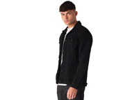 Chaqueta de Mezclilla Negra para Hombre, Cuello Alto Informal, Cierre de Cremallera, Corte Regular, Otoño, Impermeable