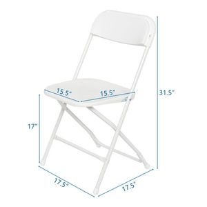 Sedia Pieghevole da Giardino Classica Bianca, Set da 6 Pezzi, in Plastica Stampata a Iniezione, Design Classico - Product Image 6