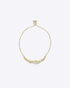 Pulsera Sylvara Curve de Oro de 14K, Joyería Elegante y Contemporánea, Accesorio de Moda Ajustable y Estilizado para Mujeres y Niñas, Ideal para Fiestas - Product Image 1