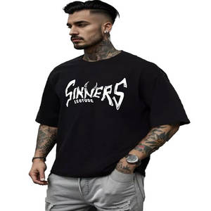2025 verano camiseta recortada personalizada para hombre 100% algodón tres capas Boxy estampado desgastado ropa de calle de peso pesado ajuste de gran tamaño - Product Image 4