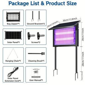 โคมไฟฆ่ายุงพลังงานแสงอาทิตย์4500V 4000mAh IP56ดักแมลงแบบชาร์จไฟได้กันน้ำได้2โหมด3ตัวเลือกการจัดวาง - Product Image 4