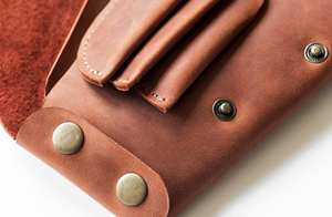 Étui de protection réglable en cuir de luxe pour ciseaux de barbier, en cuir de vachette premium, durable, pour rangement d'outils de salon - Product Image 3