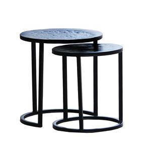 Ensemble de tables gigognes modernes en métal noir industriel, 2 tables d'appoint circulaires minimalistes durables, tables d'appoint gain de place, salon - Product Image 6