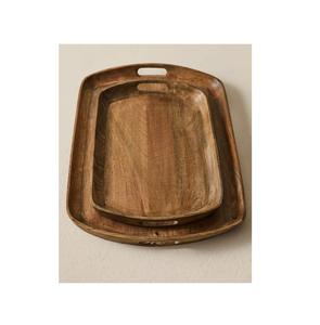 Grand plateau de service en bois pour |   Plateau de table basse en bois avec poignées, plateaux de service et de rangement en bois naturel - Product Image 1