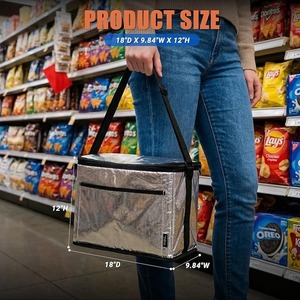 <b>Extra</b> <b>Large</b> Utility <b>Tote</b> <b>Bag</b> with Reflective Strip Standing Reusable Grocery <b>Bags</b> with Hard Bottom Collapsible Utility <b>Tote</b> - Product Image 4