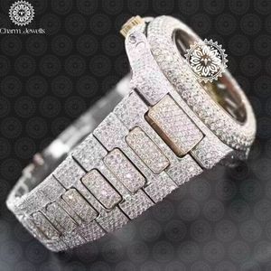 Charm Jewells Luxury Women's Stainless Steel <b>Diamond</b> <b>Watch</b> Round Analog Quartz 42mm Sapphire Crystal Folding Clasp Band - Product Image 2