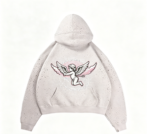 Sudadera con capucha de algodón lavado a la piedra, estilo vintage, con logotipo personalizado, para hombre, de corte regular, con lavado ácido, efecto desgastado, bordado y pedrería, con cremallera y forro polar. - Product Image 3