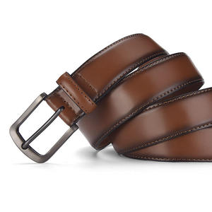 Cinturón de Cuero Vacuno de Grano Completo Personalizado para Hombre, Cinturón de Cuero Genuino Transpirable de Alta Calidad con Hebilla Cuadrada de Aleación Resistente - Product Image 6