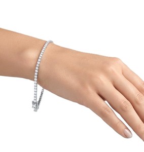 Bracelet tennis en or massif 10K 14K 18K, diamant de laboratoire certifié IGI, couleur DEF, clarté VS VVS, taille brillant rond, bijoux fins - Product Image 6