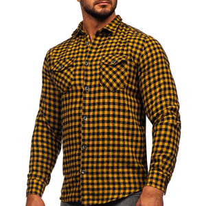 เสื้อเชิ้ตผ้าสักหลาดลายสก็อตแขนยาวสำหรับผู้ชาย ปกคอปก 100% ผ้าฝ้าย ใส่ได้ในฤดูใบไม้ร่วง ผ้าไม่ยับ แขนยาวเต็มตัว - Product Image 4