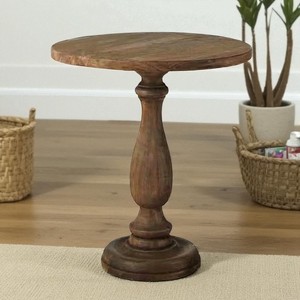 Handcrafted Mango Wood Pedestal Coffee <b>Table</b> Wholesale - Moradabad India - Product Image 1