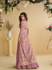 NOUVEAUTÉ Zain Exports Salwar Kameez pour femme en tissu froissé, avec broderie et travail de sequins, 3 couches, moderne, séchage rapide, coupe classique - Product Image 5