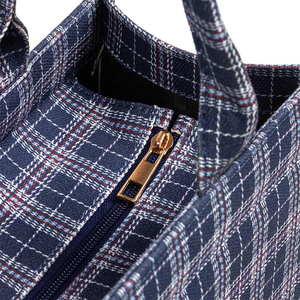New Arrive Best Blue Color Check Design Canvas Tote <b>Bag</b> Custom Carry Long Handle Shopping Tote Cotton <b>Bag</b> Printed Design <b>Bags</b> - Product Image 4